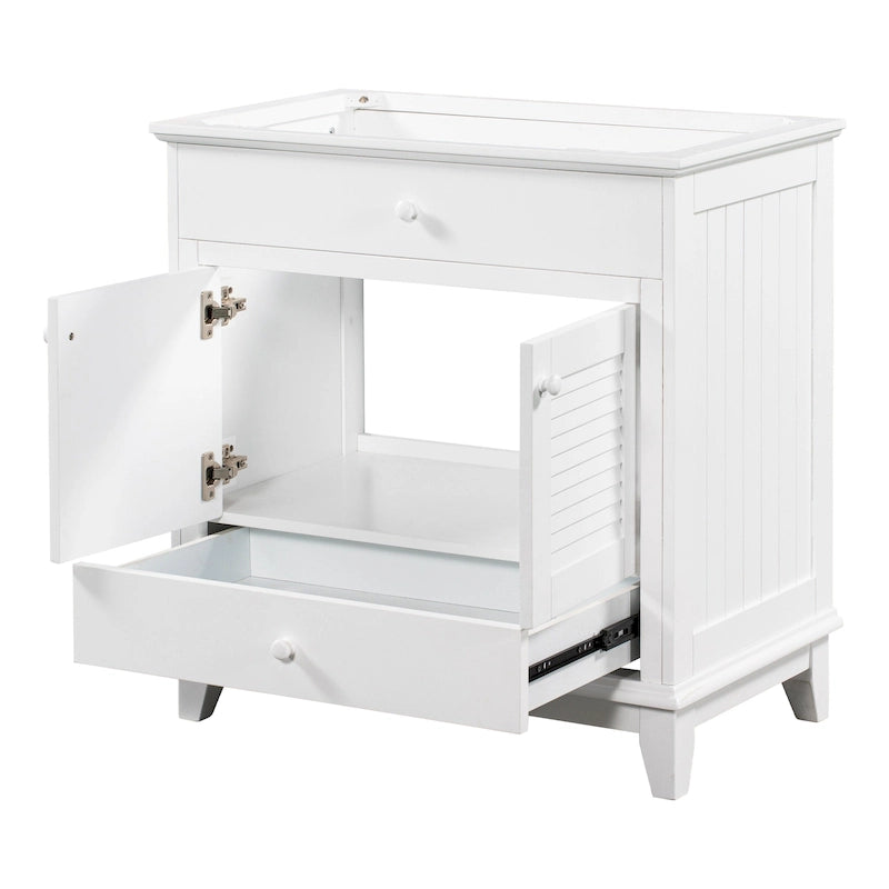Meuble sous-vasque de salle de bain à porte à volet blanc et lavabo simple