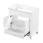 Meuble sous-vasque de salle de bain à porte à volet blanc et lavabo simple