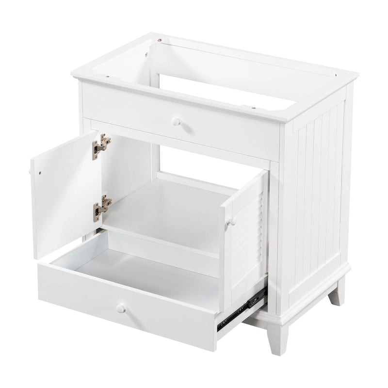 Meuble sous-vasque de salle de bain à porte à volet blanc et lavabo simple