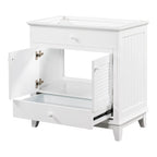Meuble sous-vasque de salle de bain à porte à volet blanc et lavabo simple