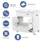 Meuble sous-vasque de salle de bain à porte à volet blanc et lavabo simple
