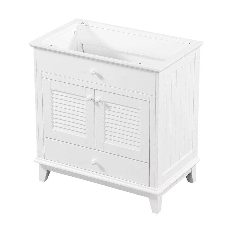 Meuble sous-vasque de salle de bain à porte à volet blanc et lavabo simple