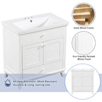 Meuble sous-vasque de salle de bain à porte à volet blanc et lavabo simple