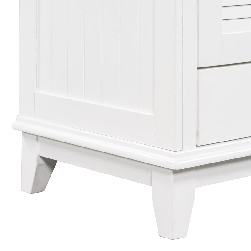 Meuble sous-vasque de salle de bain à porte à volet blanc et lavabo simple