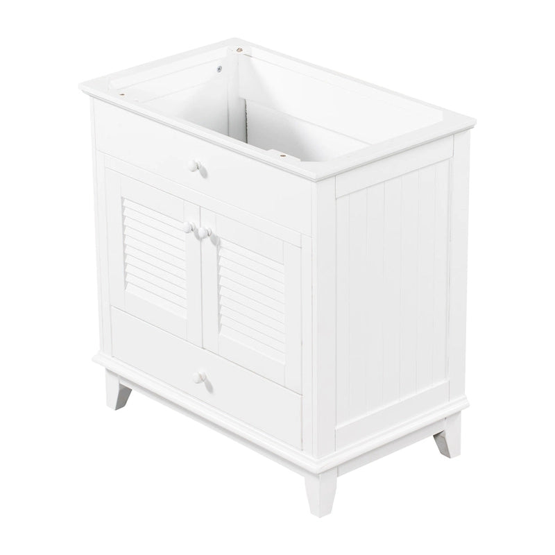 Meuble sous-vasque de salle de bain à porte à volet blanc et lavabo simple