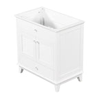 Meuble sous-vasque de salle de bain à porte à volet blanc et lavabo simple