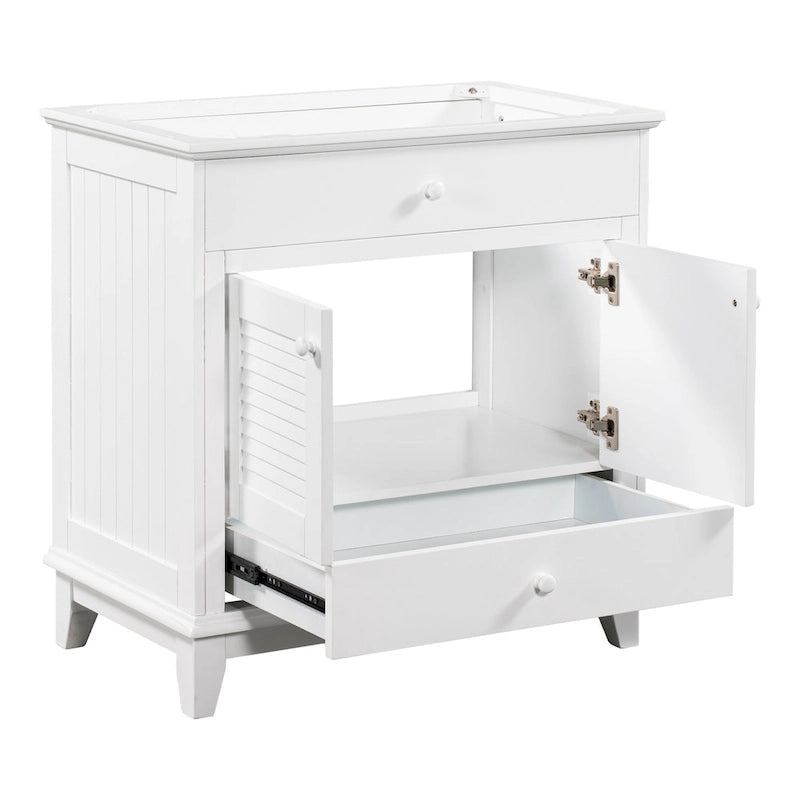 Meuble sous-vasque de salle de bain à porte à volet blanc et lavabo simple
