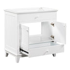 Meuble sous-vasque de salle de bain à porte à volet blanc et lavabo simple