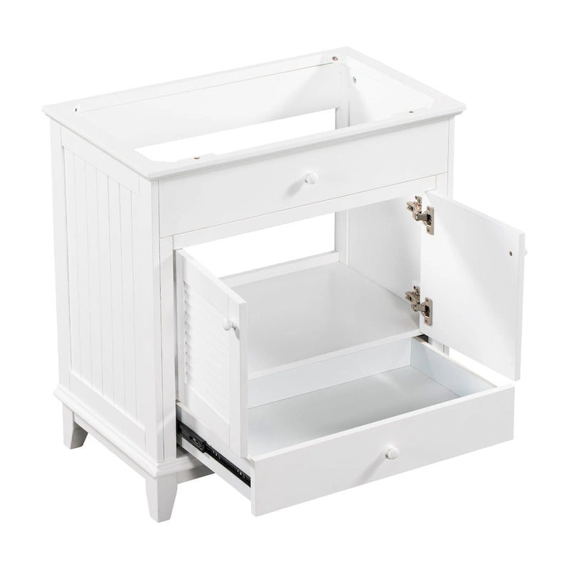 Meuble sous-vasque de salle de bain à porte à volet blanc et lavabo simple