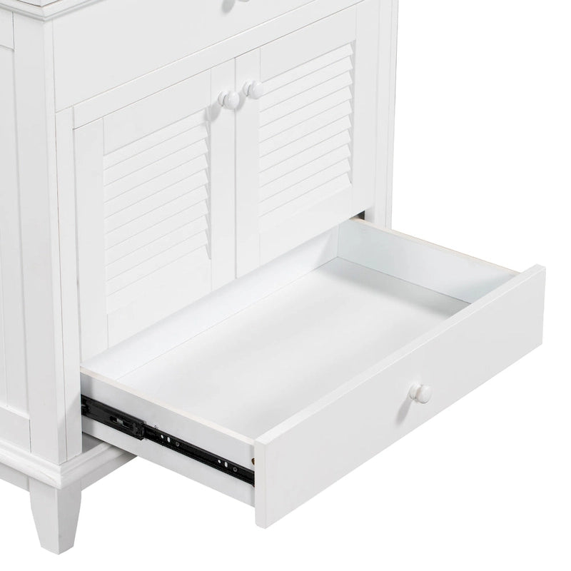 Meuble sous-vasque de salle de bain à porte à volet blanc et lavabo simple