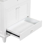 Meuble sous-vasque de salle de bain à porte à volet blanc et lavabo simple