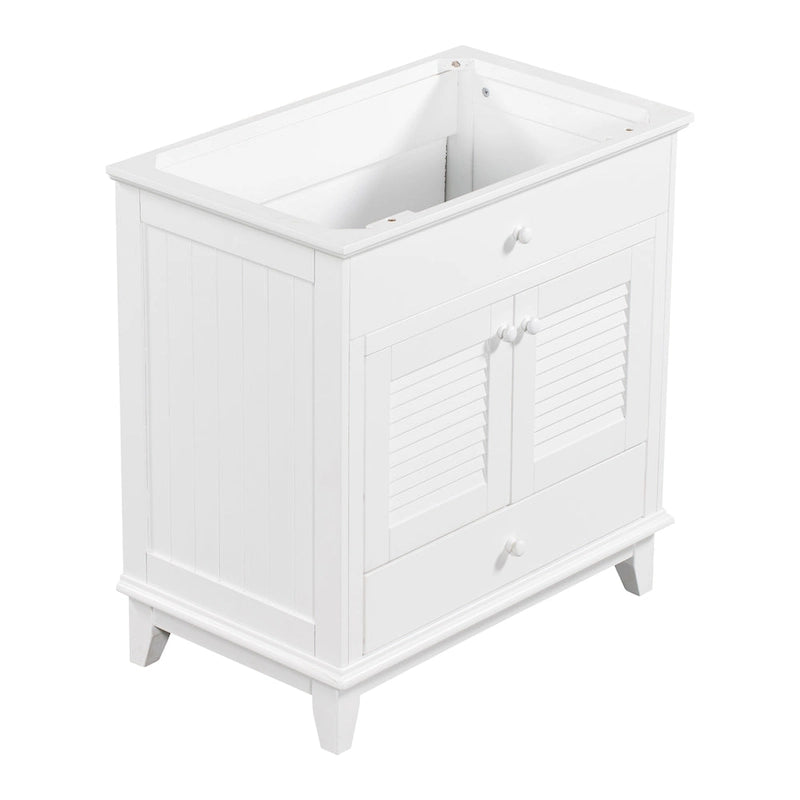 Meuble sous-vasque de salle de bain à porte à volet blanc et lavabo simple