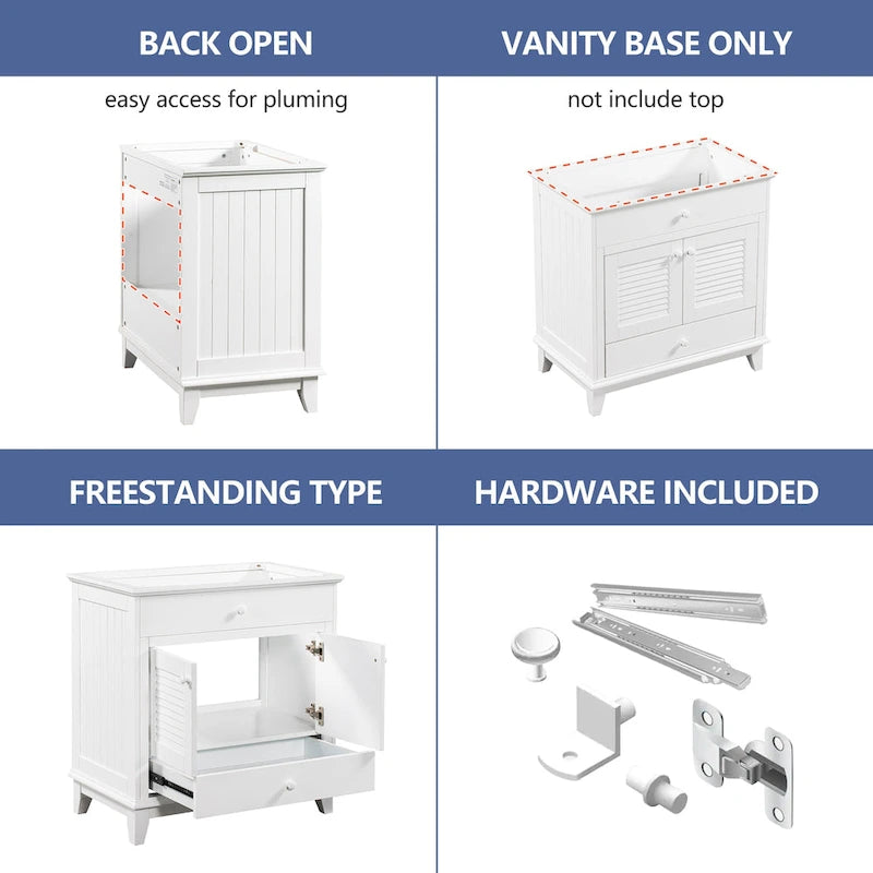 Meuble sous-vasque de salle de bain à porte à volet blanc et lavabo simple