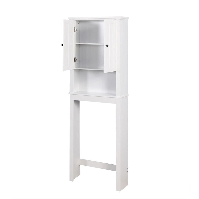 Meuble de rangement blanc à poser au-dessus des toilettes avec étagère réglable