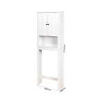 Meuble de rangement blanc à poser au-dessus des toilettes avec étagère réglable