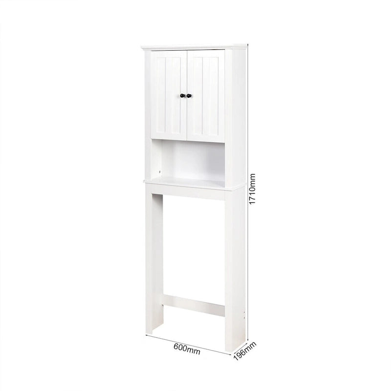 Meuble de rangement blanc à poser au-dessus des toilettes avec étagère réglable