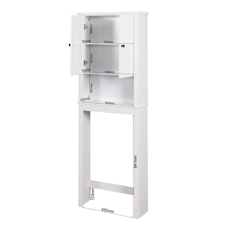 Meuble de rangement blanc à poser au-dessus des toilettes avec étagère réglable