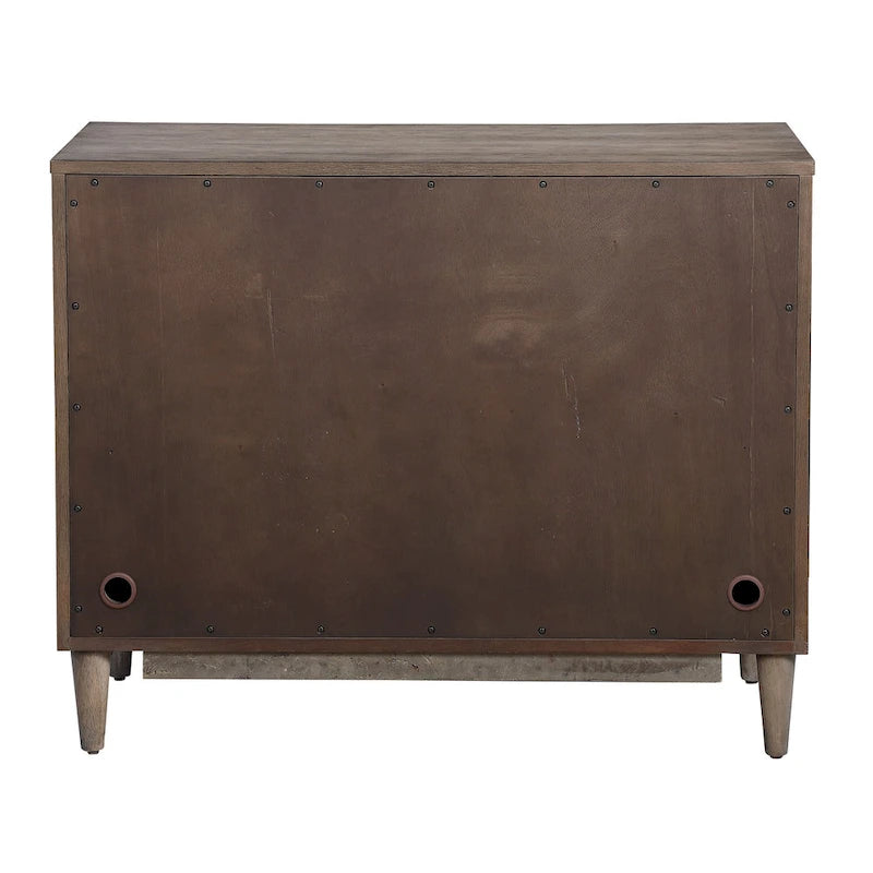 Armoire 2 portes chêne gris motif étoile
