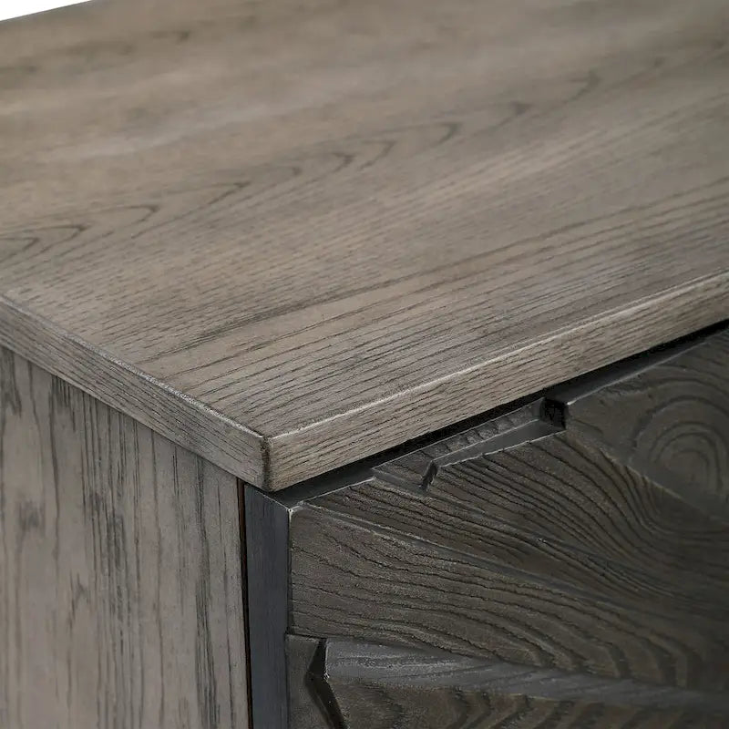 Armoire 2 portes chêne gris motif étoile
