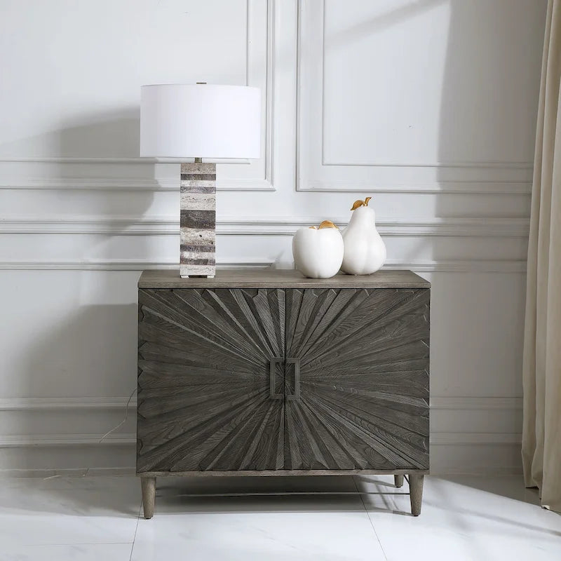 Armoire 2 portes chêne gris motif étoile