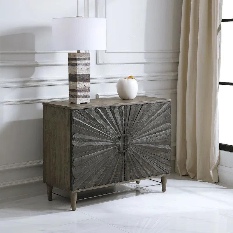 Armoire 2 portes chêne gris motif étoile