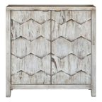 Meuble console à 2 portes Honeycomb, couleur ivoire fumé
