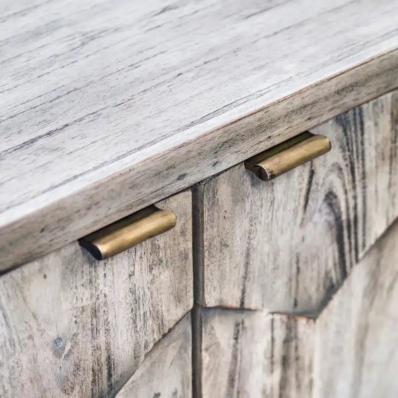 Meuble console à 2 portes Honeycomb, couleur ivoire fumé