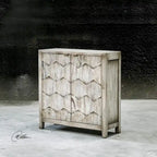 Meuble console à 2 portes Honeycomb, couleur ivoire fumé