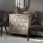 Meuble console à 2 portes Honeycomb, couleur ivoire fumé
