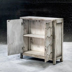 Meuble console à 2 portes Honeycomb, couleur ivoire fumé