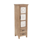 Meuble de rangement étroit 2 tiroirs 1 porte en bois naturel/blanc vieilli, 48,3" de haut – 1 personne