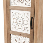 Meuble de rangement étroit 2 tiroirs 1 porte en bois naturel/blanc vieilli, 48,3" de haut – 1 personne