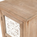 Meuble de rangement étroit 2 tiroirs 1 porte en bois naturel/blanc vieilli, 48,3" de haut – 1 personne