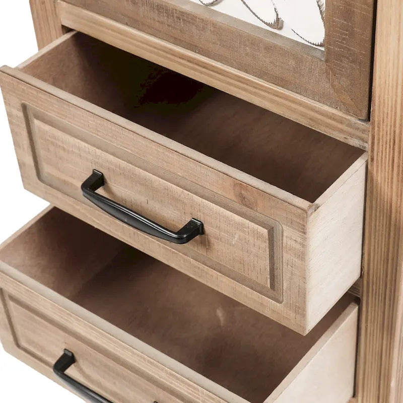 Meuble de rangement étroit 2 tiroirs 1 porte en bois naturel/blanc vieilli, 48,3" de haut – 1 personne