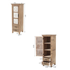 Meuble de rangement étroit 2 tiroirs 1 porte en bois naturel/blanc vieilli, 48,3" de haut – 1 personne