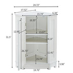 Meuble de rangement d'angle avec étagère, 2 tablettes, noir/marron et blanc