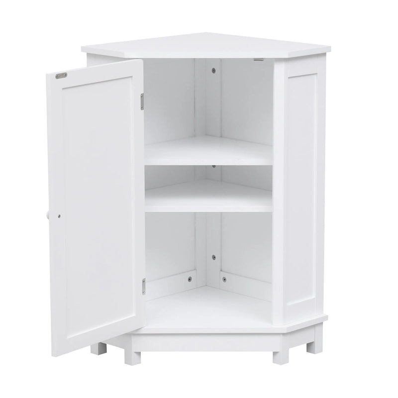 Meuble de rangement d'angle avec étagère, 2 tablettes, noir/marron et blanc
