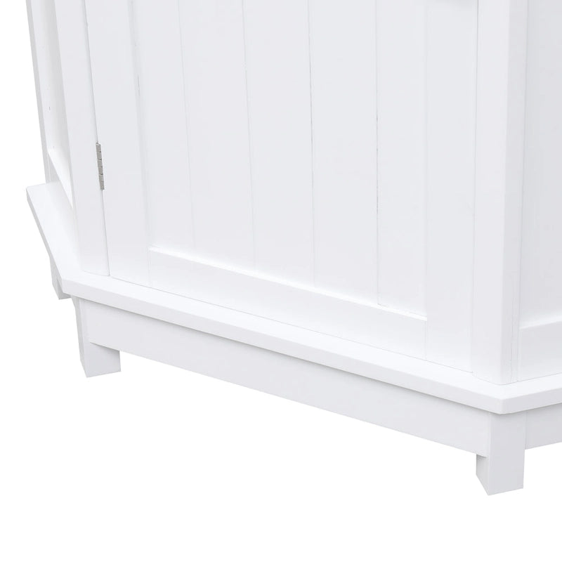 Meuble de rangement d'angle avec étagère, 2 tablettes, noir/marron et blanc