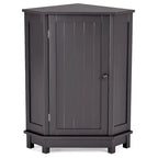 Meuble de rangement d'angle avec étagère, 2 tablettes, noir/marron et blanc