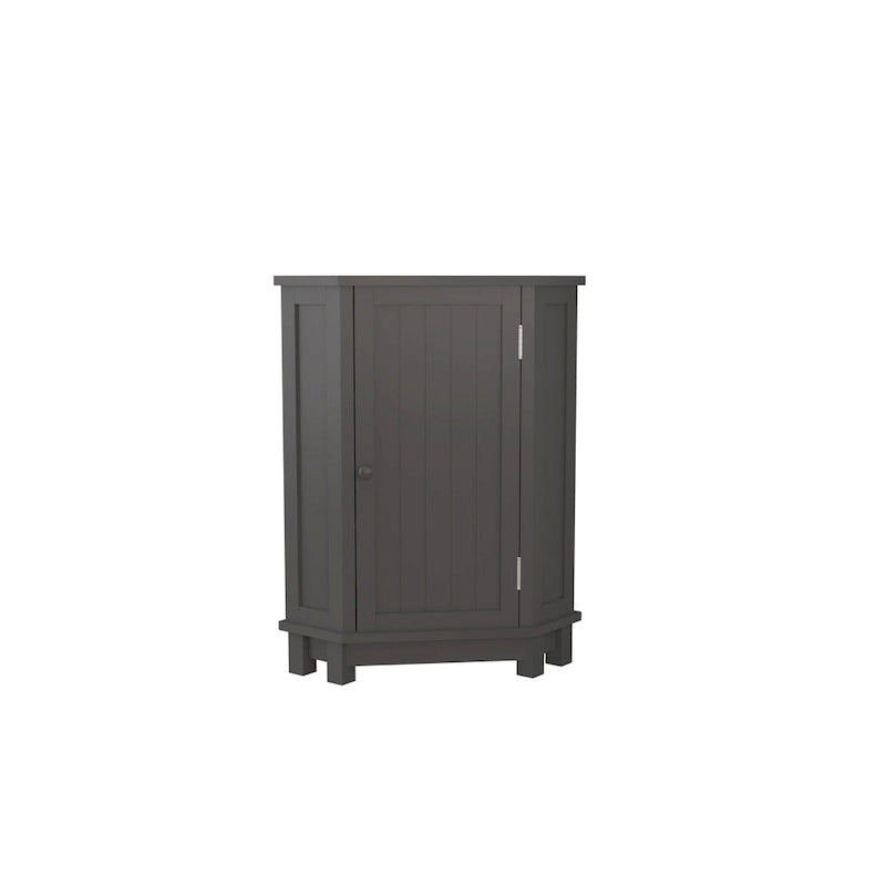 Meuble de rangement d'angle avec étagère, 2 tablettes, noir/marron et blanc