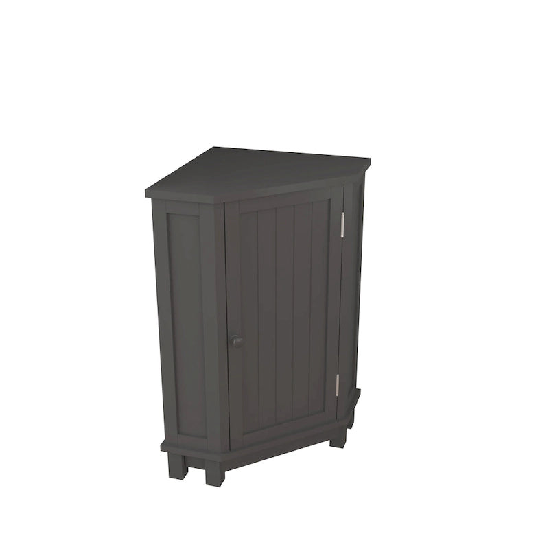 Meuble de rangement d'angle avec étagère, 2 tablettes, noir/marron et blanc