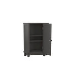 Meuble de rangement d'angle avec étagère, 2 tablettes, noir/marron et blanc