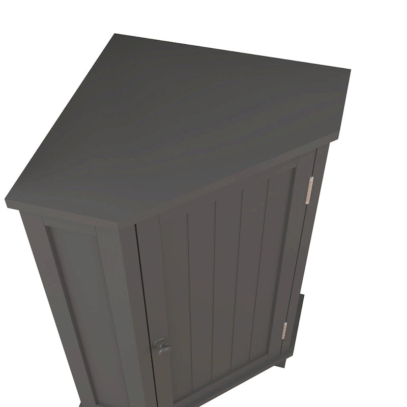 Meuble de rangement d'angle avec étagère, 2 tablettes, noir/marron et blanc