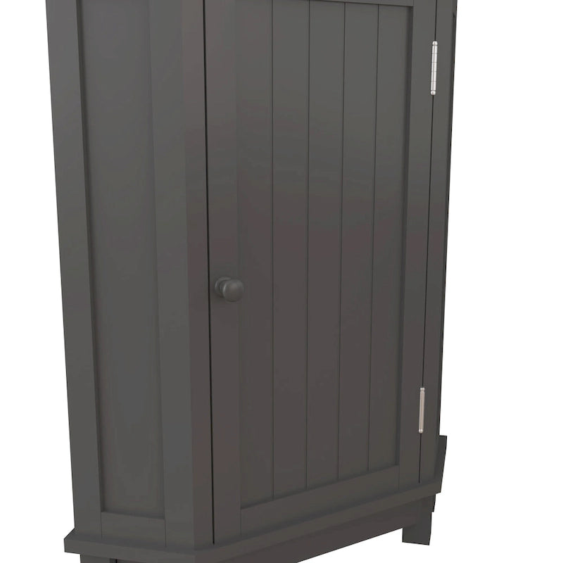 Meuble de rangement d'angle avec étagère, 2 tablettes, noir/marron et blanc