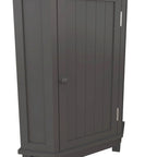 Meuble de rangement d'angle avec étagère, 2 tablettes, noir/marron et blanc