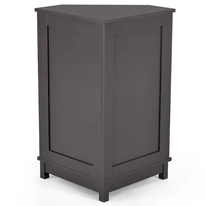 Meuble de rangement d'angle avec étagère, 2 tablettes, noir/marron et blanc
