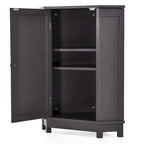 Meuble de rangement d'angle avec étagère, 2 tablettes, noir/marron et blanc