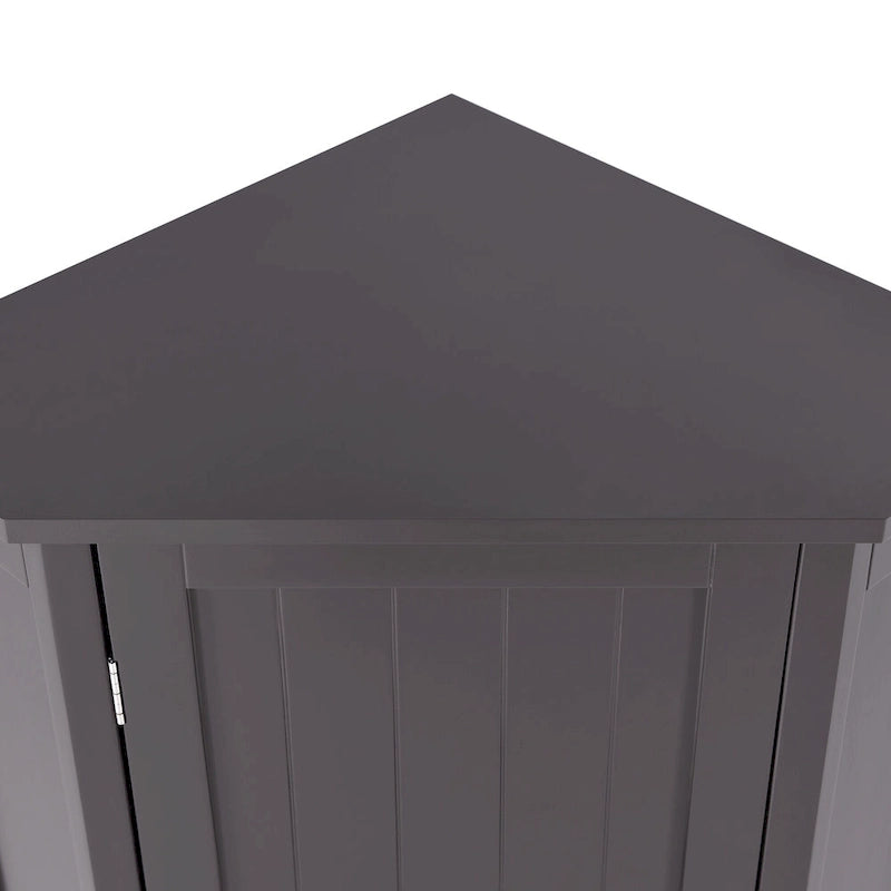 Meuble de rangement d'angle avec étagère, 2 tablettes, noir/marron et blanc