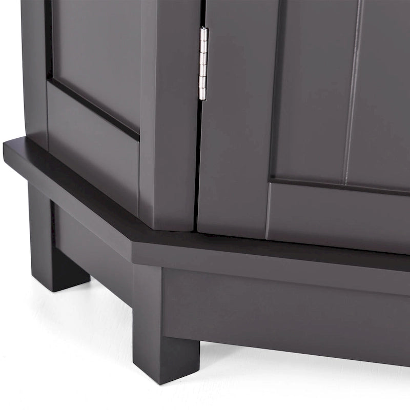 Meuble de rangement d'angle avec étagère, 2 tablettes, noir/marron et blanc