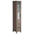 Colonne de salle de bain autoportante de 173 cm de hauteur, blanche, avec portes en verre dépoli
